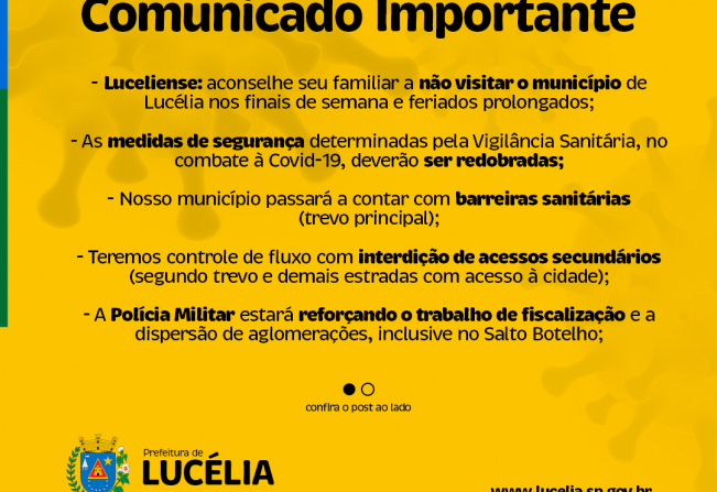 COMUNICADO IMPORTANTE