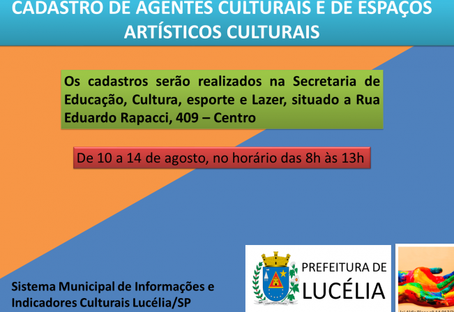 CADASTRO DE AGENTES CULTURAIS E DE ESPAÇOS ARTÍSTICOS CULTURAIS