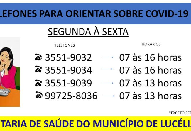 TELEFONES PARA ORIENTAR SOBRE O COVID-19